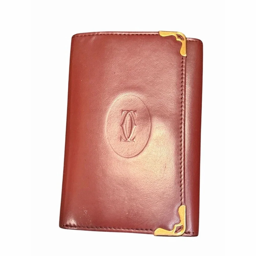 Vintage Cartier Must de Cartier 6-Key Key Holder Case Bordeaux Red Gold Tone